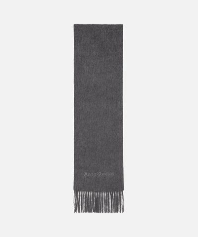 Alpaca-wool logo scarf, grey melange