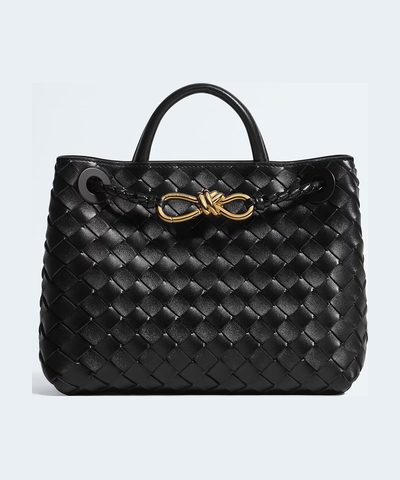 Small Andiamo bag, Intrecciato leather, black