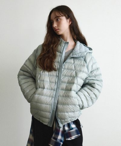 River hooded down jacket, light blue