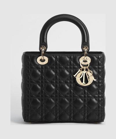 Lady Dior medium bag, black Cannage lambskin
