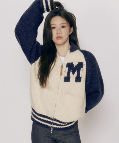 Color-block raglan cardigan