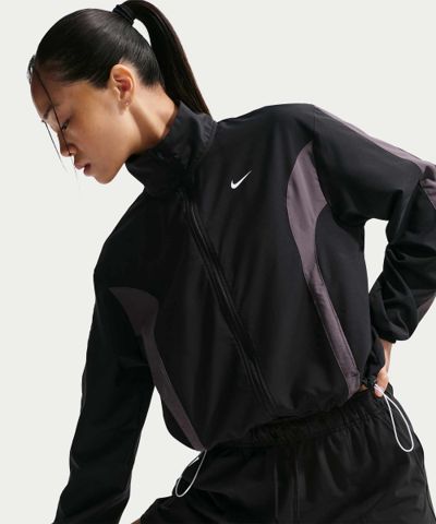 Women's woven jacket, black